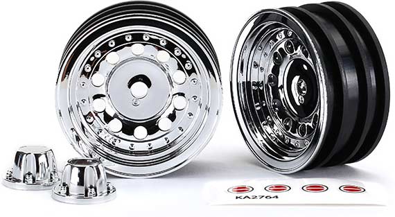 Wheels, 1.9", chrome (2)/ center caps (2)/ decal sheet (requires #8255A extended stub axle)